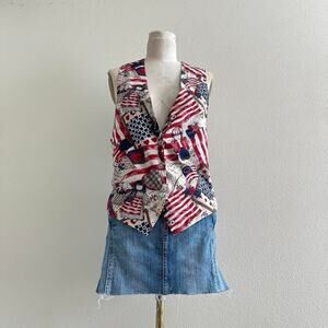 vintage navy blue Patriotic 4th of July God Bless America waistcoat vest